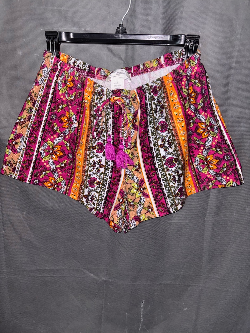 Women’s Floral Stripe Drawstring Shorts - Pink